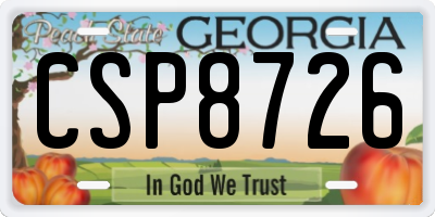 GA license plate CSP8726