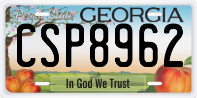 GA license plate CSP8962