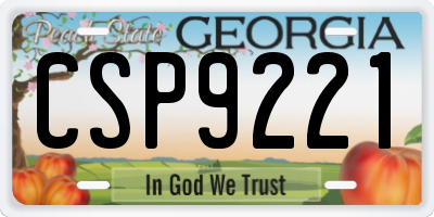 GA license plate CSP9221