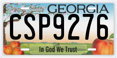 GA license plate CSP9276
