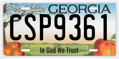 GA license plate CSP9361