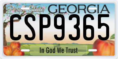 GA license plate CSP9365
