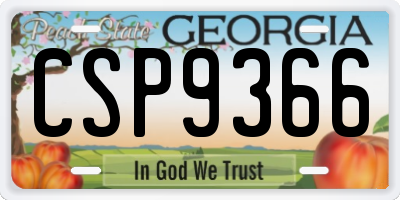 GA license plate CSP9366