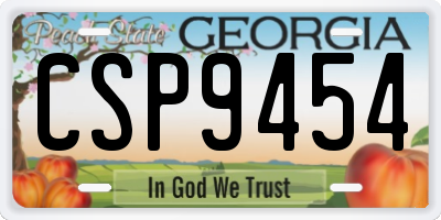 GA license plate CSP9454