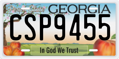 GA license plate CSP9455