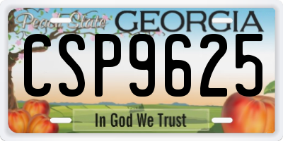 GA license plate CSP9625
