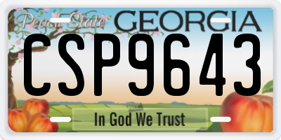 GA license plate CSP9643