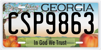 GA license plate CSP9863