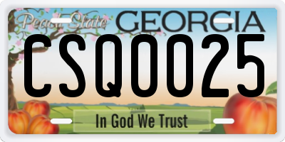 GA license plate CSQ0025