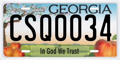 GA license plate CSQ0034