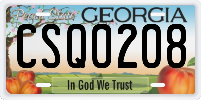 GA license plate CSQ0208
