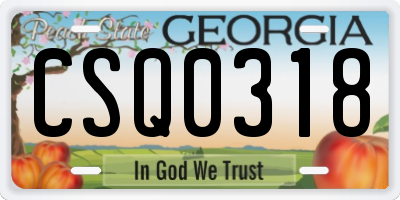 GA license plate CSQ0318