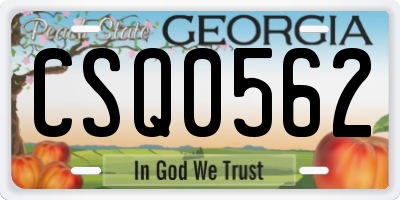 GA license plate CSQ0562