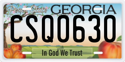 GA license plate CSQ0630