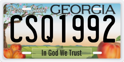 GA license plate CSQ1992