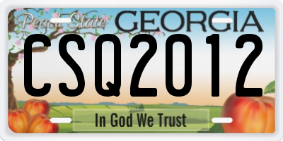 GA license plate CSQ2012