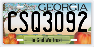 GA license plate CSQ3092