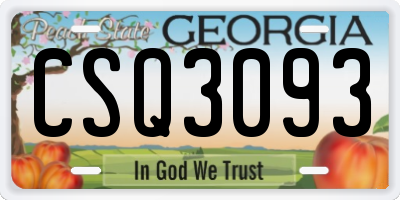 GA license plate CSQ3093