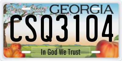 GA license plate CSQ3104