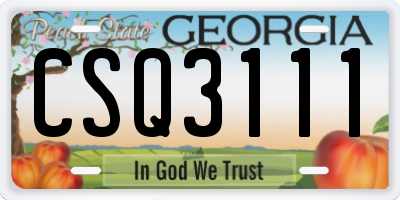 GA license plate CSQ3111