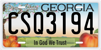 GA license plate CSQ3194