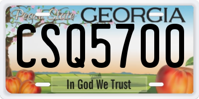 GA license plate CSQ5700