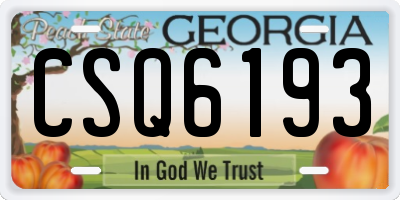 GA license plate CSQ6193