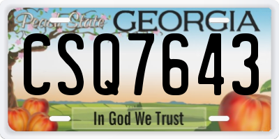 GA license plate CSQ7643