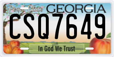 GA license plate CSQ7649