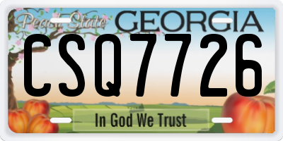 GA license plate CSQ7726