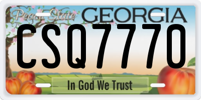 GA license plate CSQ7770