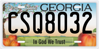 GA license plate CSQ8032