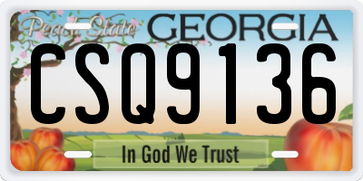 GA license plate CSQ9136