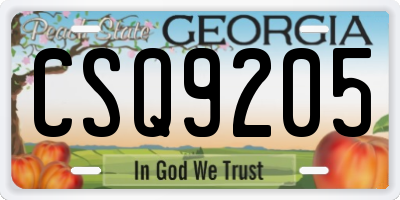 GA license plate CSQ9205