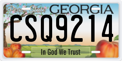 GA license plate CSQ9214