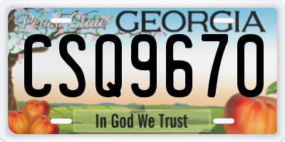 GA license plate CSQ9670