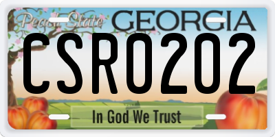 GA license plate CSR0202