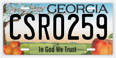 GA license plate CSR0259