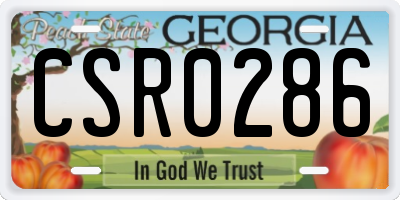 GA license plate CSR0286
