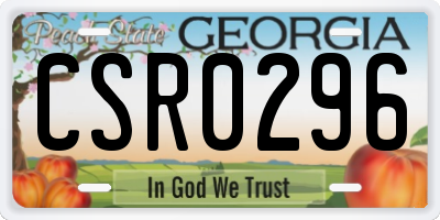 GA license plate CSR0296