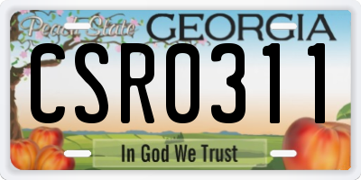 GA license plate CSR0311