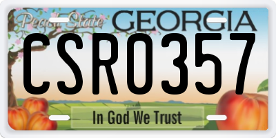 GA license plate CSR0357