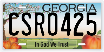GA license plate CSR0425