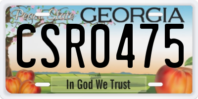 GA license plate CSR0475
