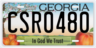 GA license plate CSR0480