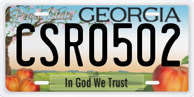GA license plate CSR0502