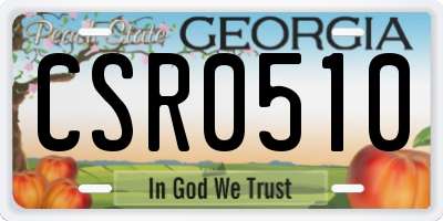 GA license plate CSR0510