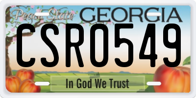 GA license plate CSR0549