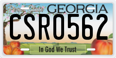 GA license plate CSR0562