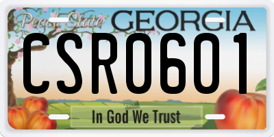 GA license plate CSR0601